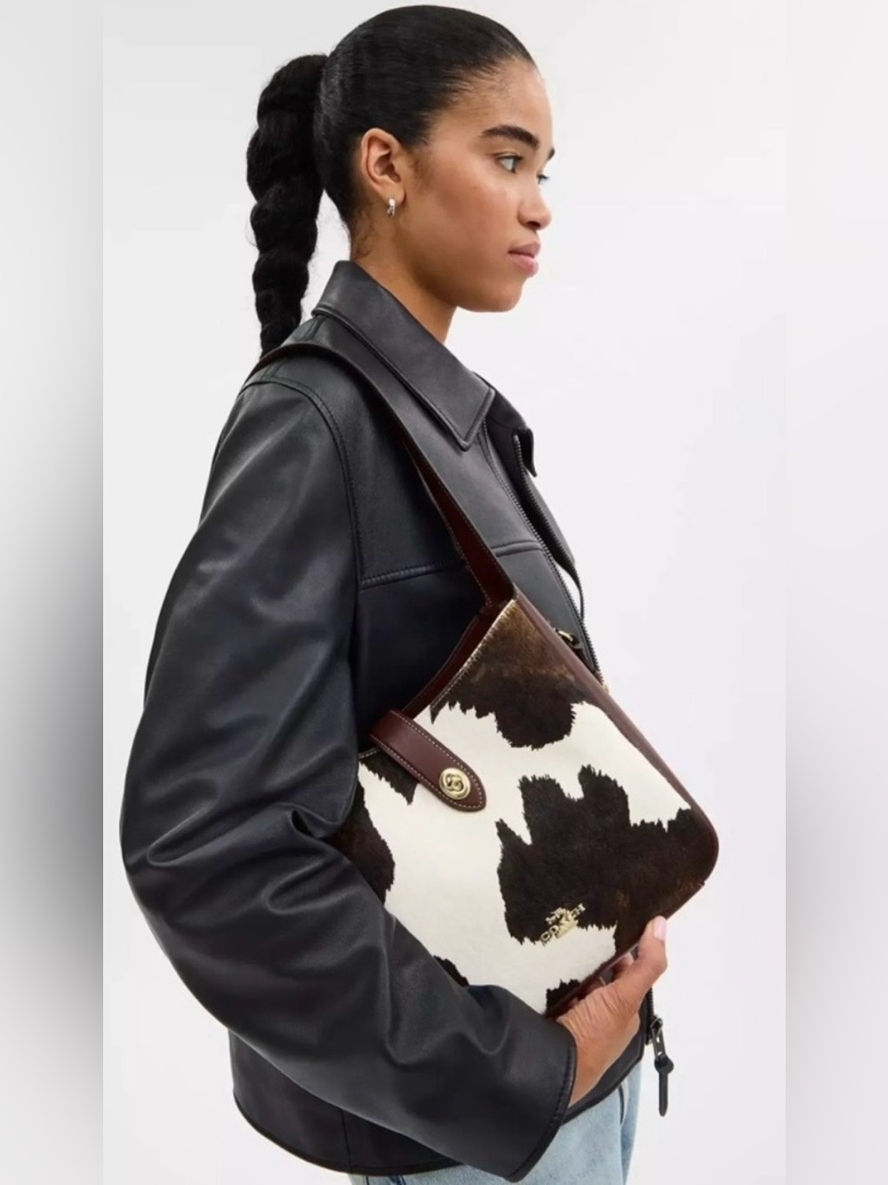 Coach Hadley CCC87 Cow Print Haircalf Crossbody Tassel Bag